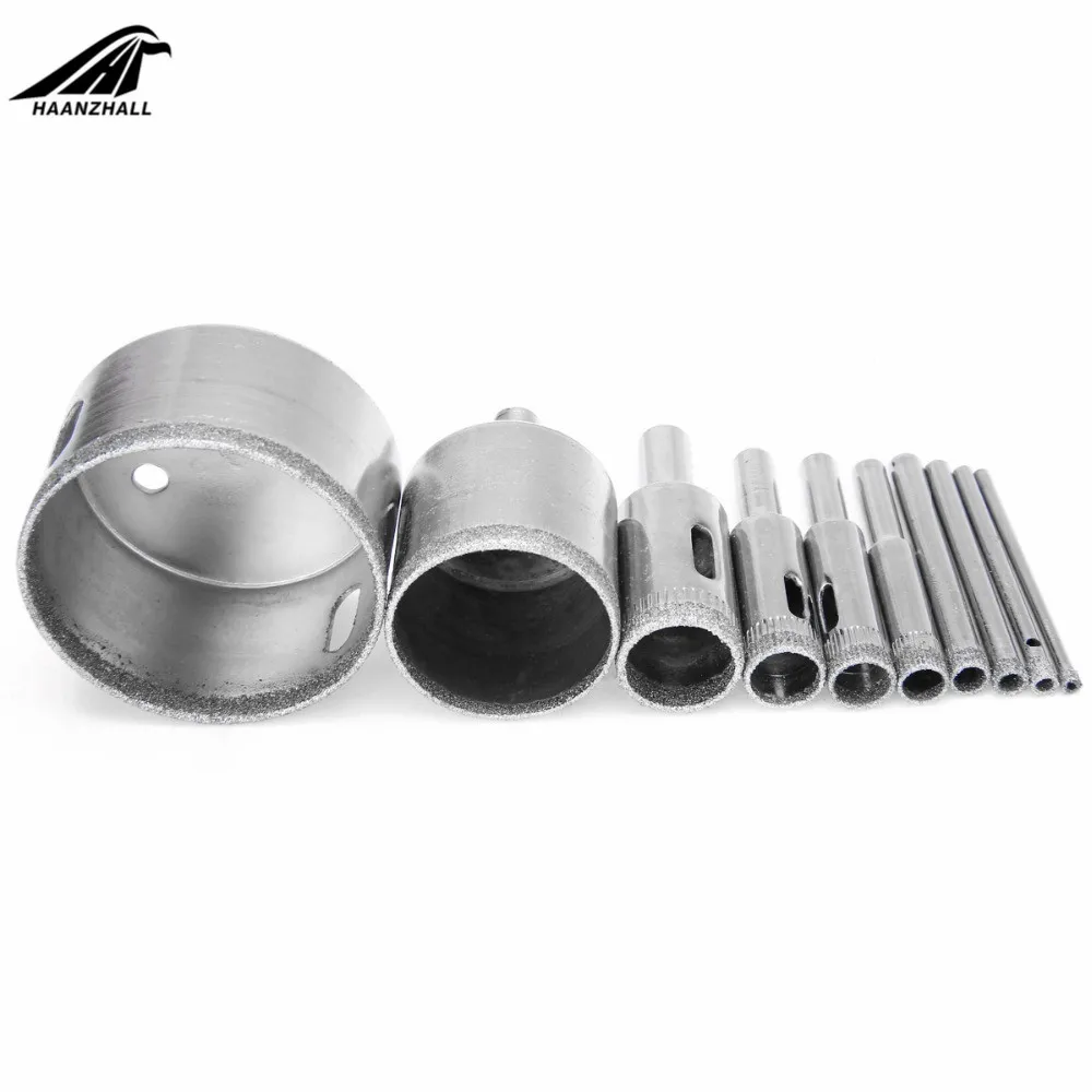 10pcs/set Diamond Tool Drill Bit Hole Saw For Glass Ceramic Marble Tile 3-50mm Power Tool