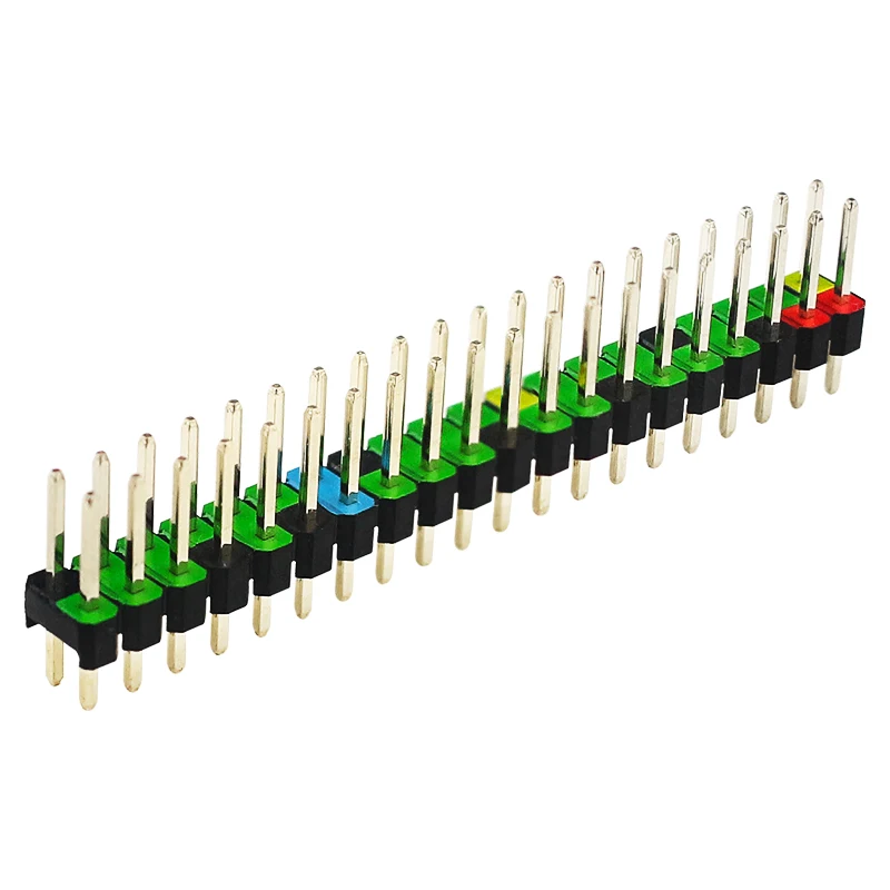 1PCS 2x20 Pin GPIO Header Colorful Mark Prevent Wrong Plug Dual Row Male Pin Header Straight Connector for Raspberry Pi Zero 2 W