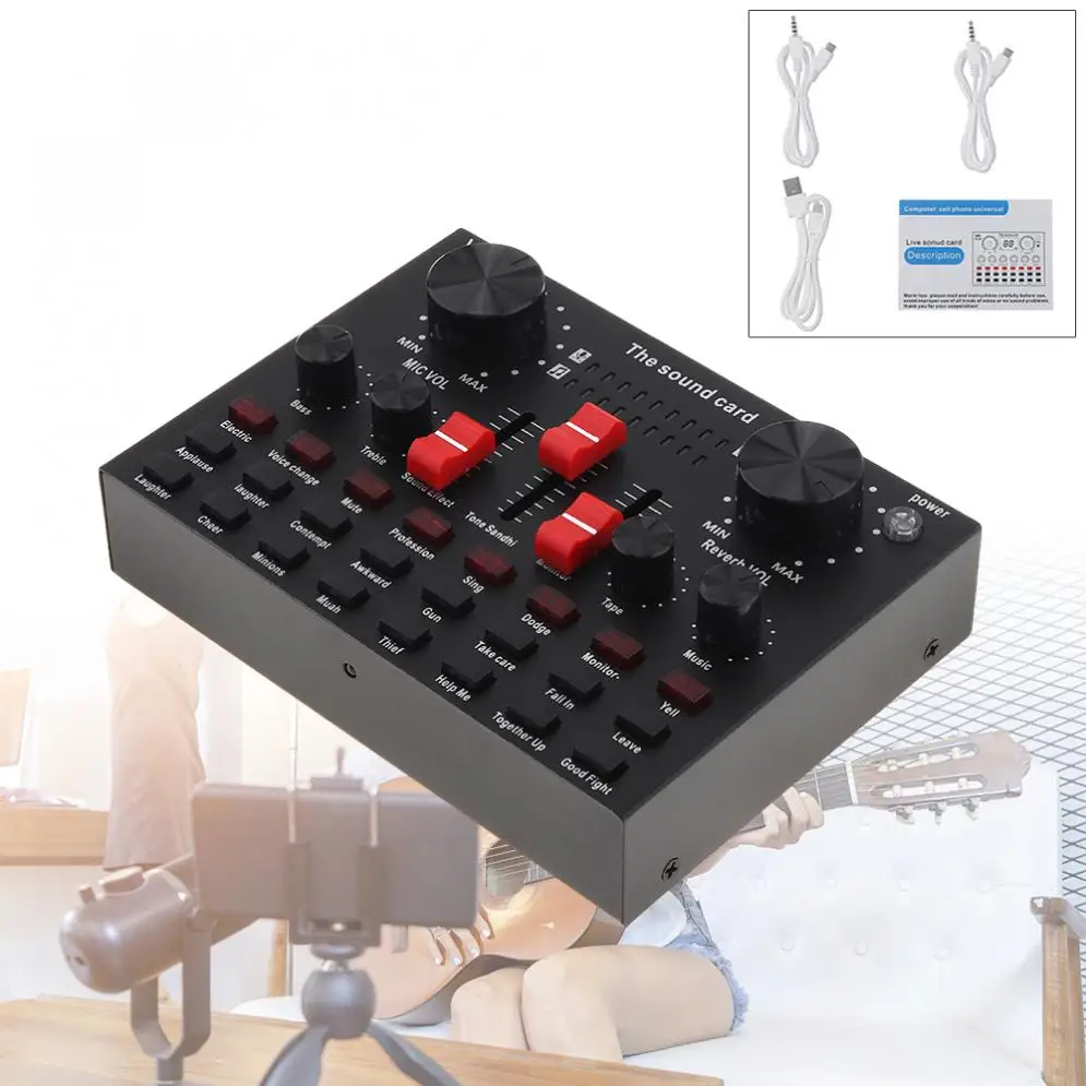 

V8S Bluetooth-совместимая внешняя звуковая карта USB, гарнитура, микрофон, трансляция в реальном времени, Surround3D для ПК/компьютера/телефона