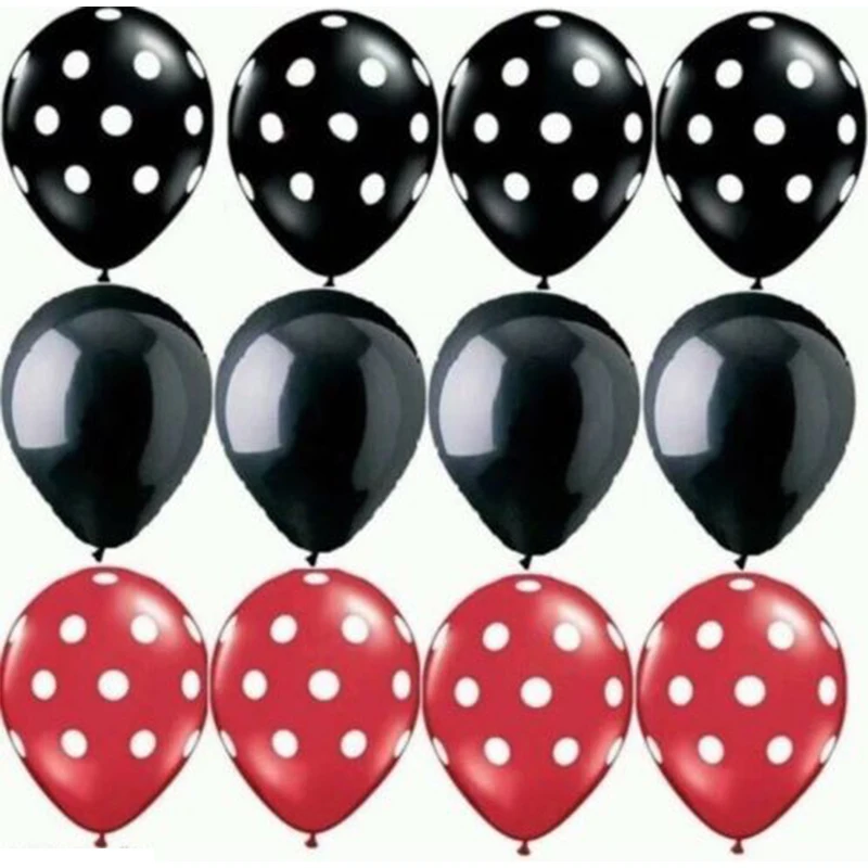 12pc Ladybug Black Red White Spot Latex Balloons Polka dot Wave point globos Baby Shower Birthday Wedding Party Decor Supplies