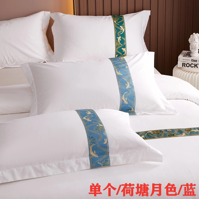 White Hotel Pillow Case 100% Satin Cotton Increase Density Striped Pillow Cover One Pair Pillowcases 55x85cm Size