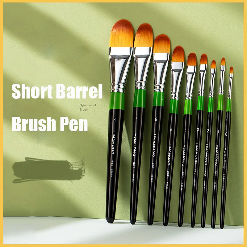 

HHWAHONG Watercolor Paint Brush Pen Short Barrel Nylon Pinceau Aquarelle Oil ,make Up,acrylic,Art Brushes Painting Stationery