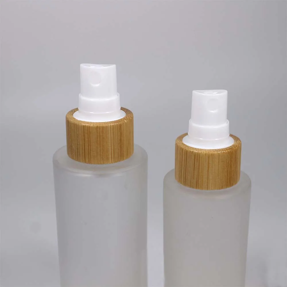 Afbeelding 5: Lege 50Ml Glas Mat Fles Lotion Pomp Spray Pomp Met Bamboe Cap