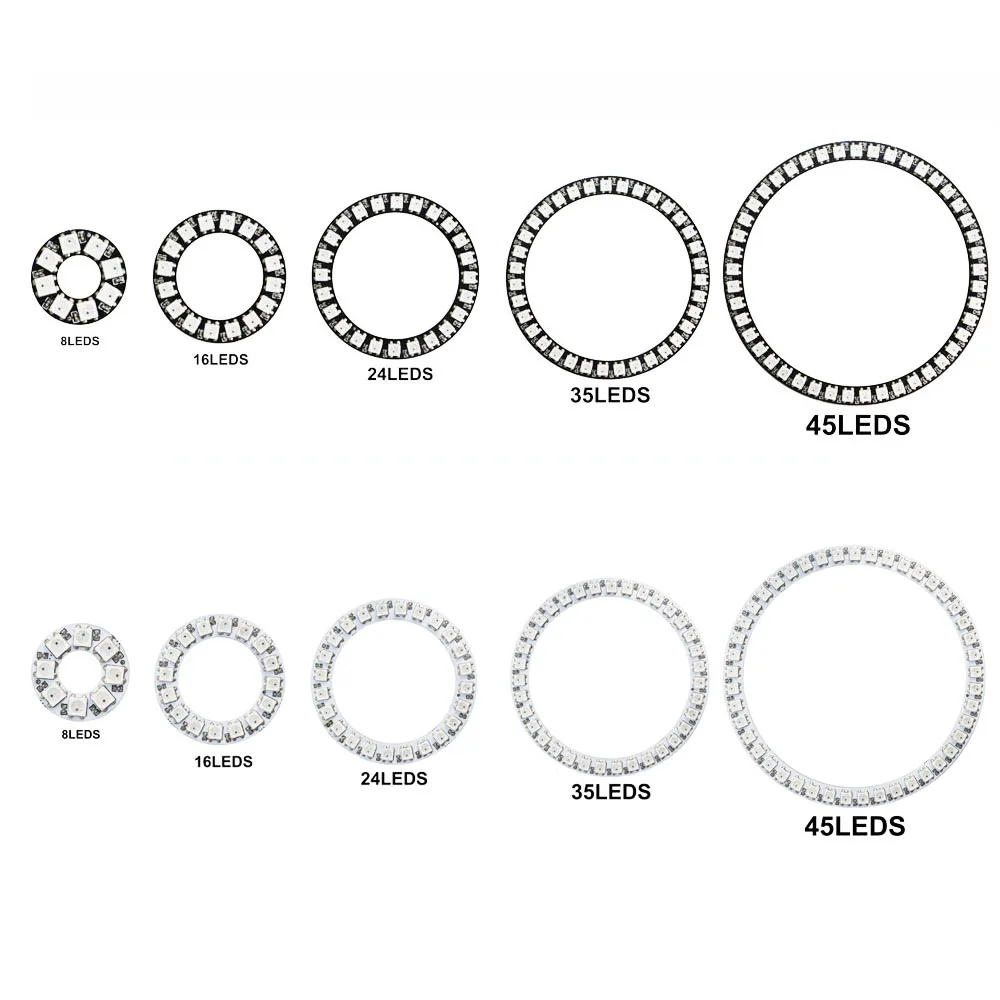 WS2812b LED-Ring Adressierbar 8/16/24/35/45 LEDs 5050 RGB LED-Diodenring Farbige IC-Eingebaute LED – Detail 4