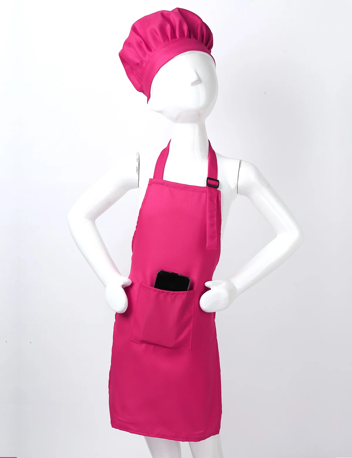 Tenue de tablier réglable avec chapeau de chef pour enfants, bavoir de cuisine, cuisson, peinture, monochromatique, filles, garçons, 2 ans-12 ans