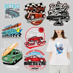 Street Race Car DIY Appliques Iron-on Transfers Thermal Transfers Decals Patch on Jackets bags socks pillow clothes