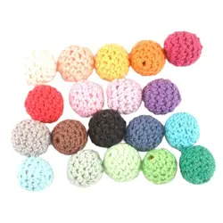 10pcs 16mm Mix color Crochet Beads Woolen Yarn For Choose Knitted By Cotton Thread for Jewellery Making MT2089