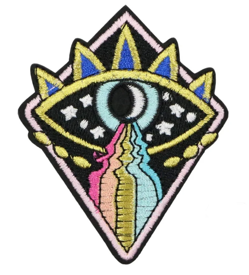 1pc Milky Way Rhombic Eyes Patch for Clothing Embroidered Applique Badge Iron On Sew On Emblem for Jackets Bags DIY Accessories