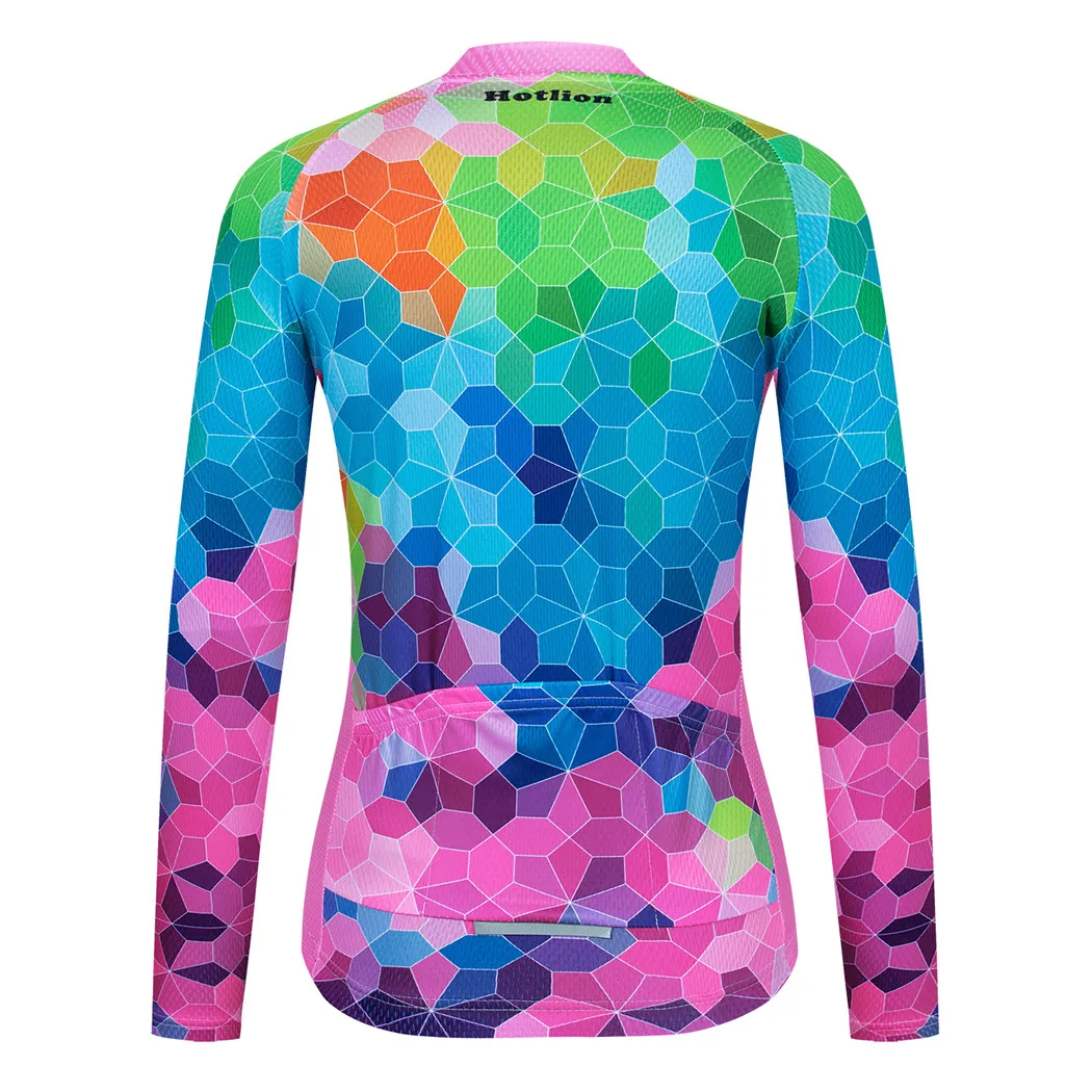 Colorful Cycling Jersey Long Sleeve Women Pro Team Bicycle Cycling Clothing Autumn Mountain Bike Jersey Breathable Cycling Shirt