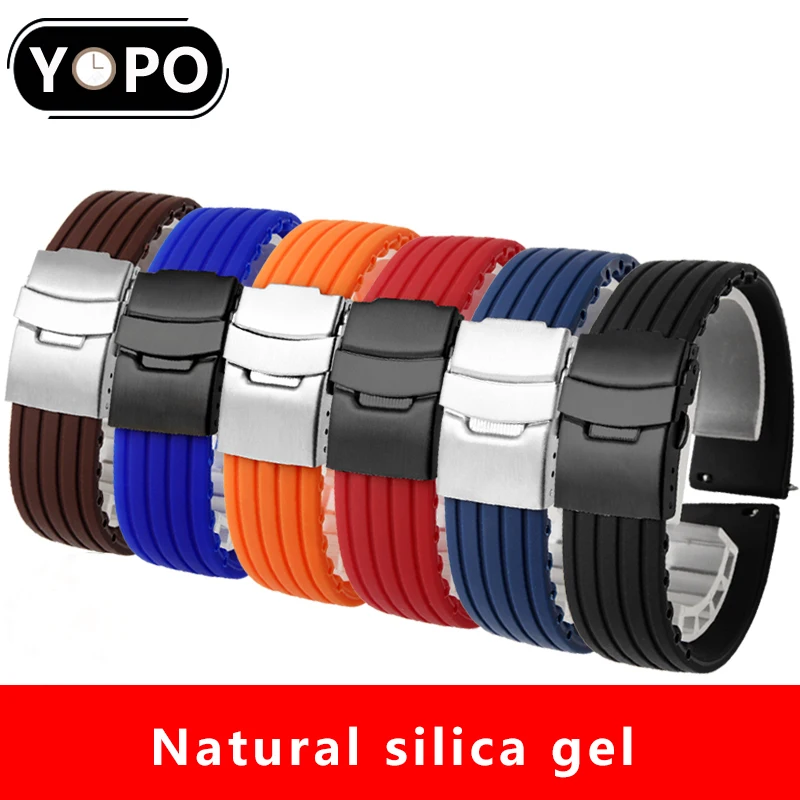 Striped silicone strap steel buckle 20mm 22mm waterproof rubber watchband replacement wristband for Amazfit GTS/GTR 42mm 47mm