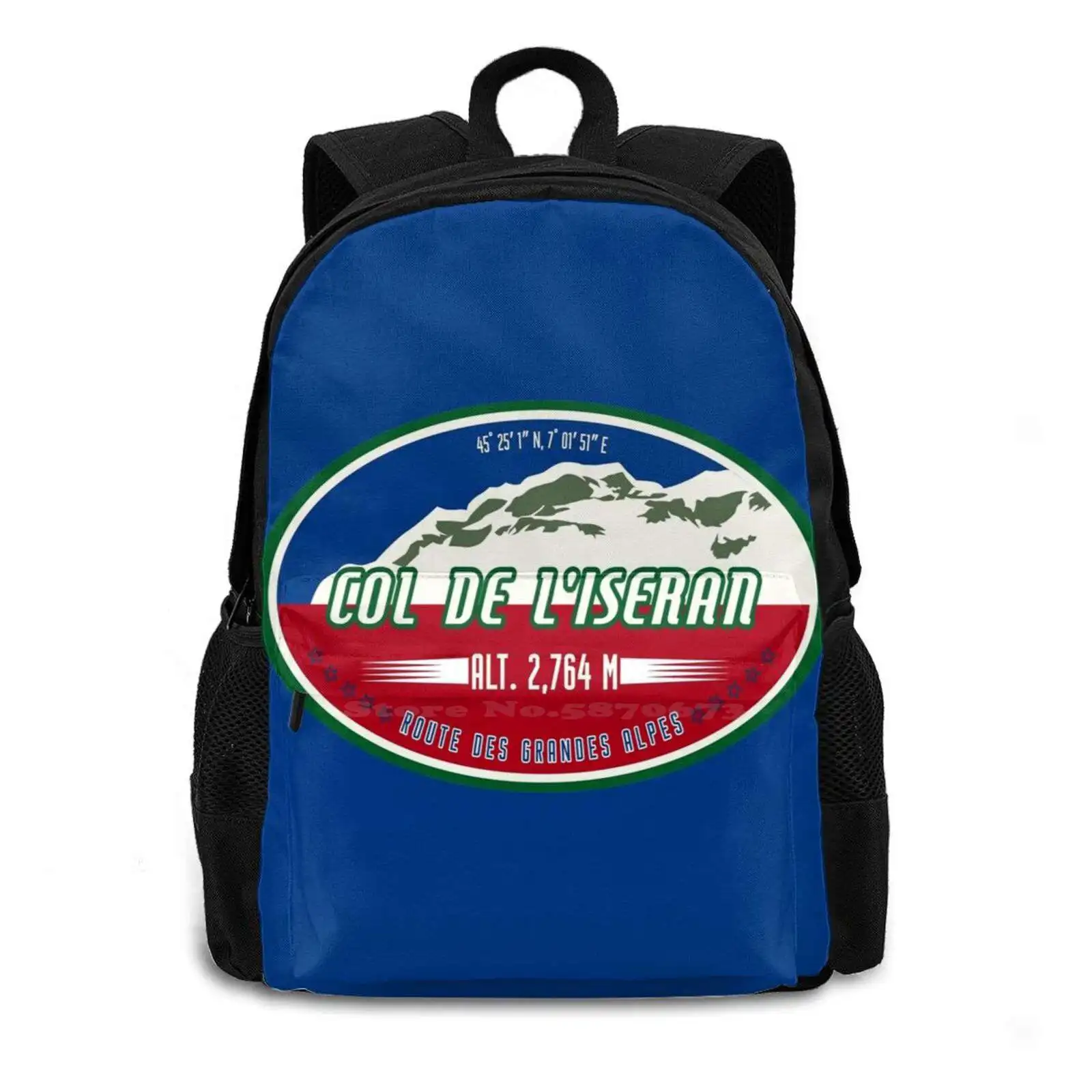 Col De L'iseran 01 T-Shirt Sticker-Route Des Grandes Alpes Teen College Student Backpack Laptop Travel Bags Route Des Grandes