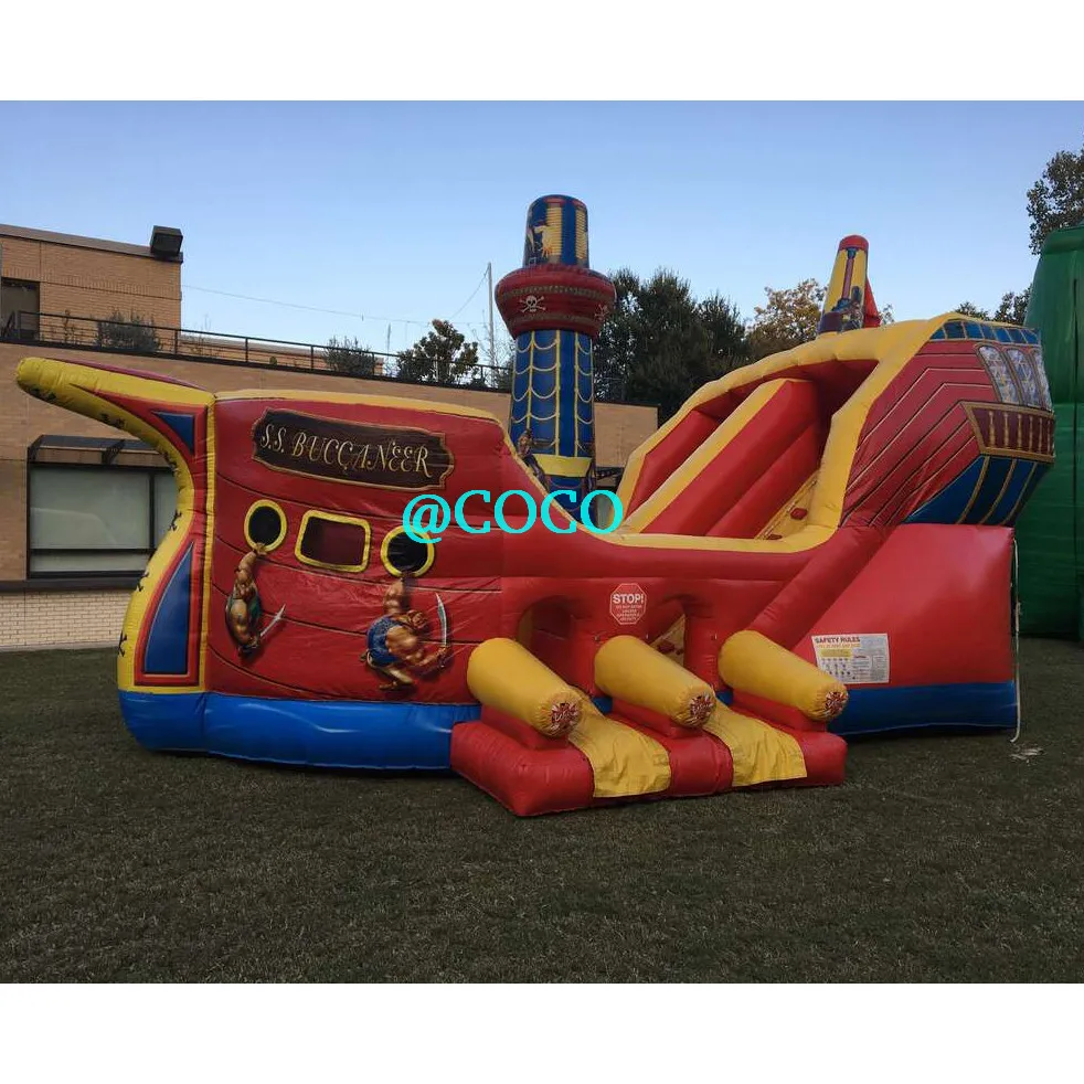 Tobogán inflable para niños, combo de 7x3,5 m, barco pirata