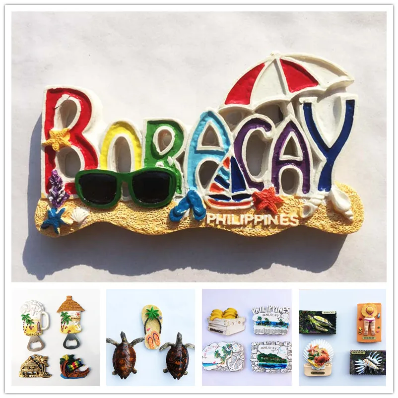Filipiny Travel Country Magnes na lodówkę Pamiątka Boracay Kreatywny żółw plażowy Zachód słońca Magnesy 3d Naklejka do rękodzieła Wystrój domu