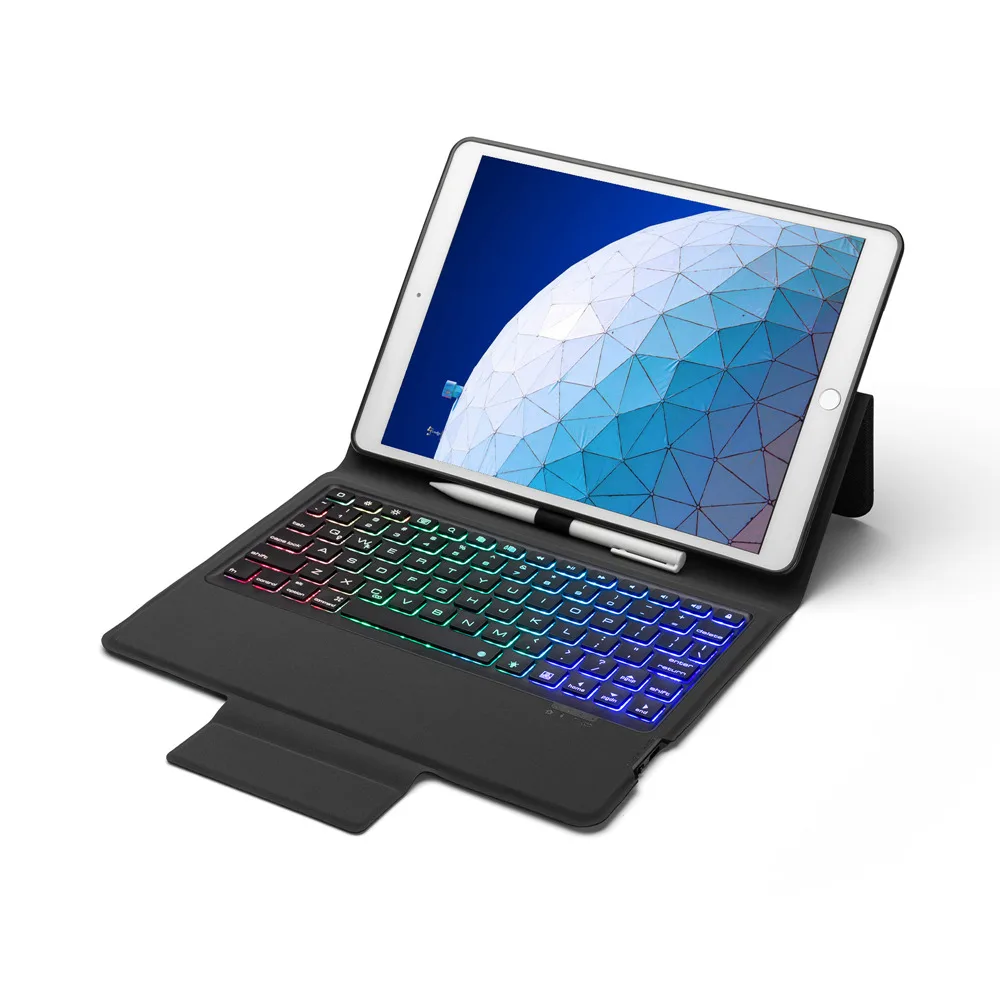 

Slim Smart 7 Colors LED Backlit Wireless Bluetooth Keyboard Case Stand Cover With Pencil Holder For New iPad Air 3 10.5 2019