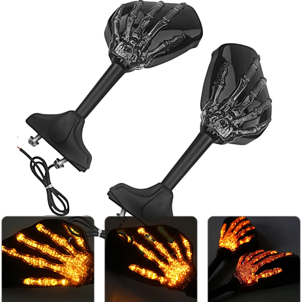 Skull hand Motorcycle LED Turn Signal Rear View Side Mirror For Honda CBR600 F1/F2/F3/F4/F4i CBR600RR CBR900/929 CBR900RR