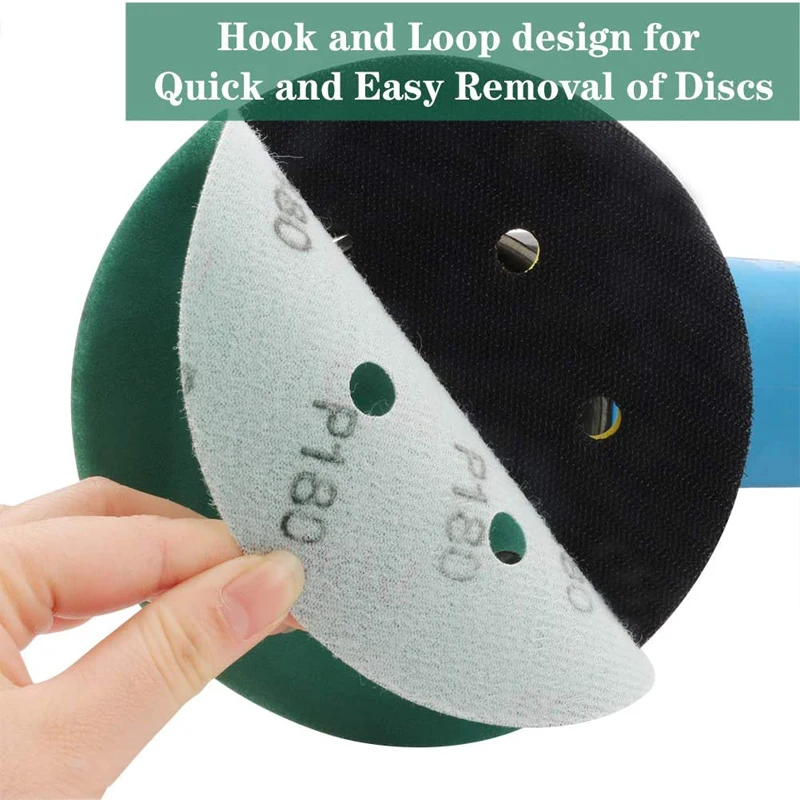 6 Inch 6 Holes Sandpaper Green Film Sanding Discs 60-2000 Grits Hook and Loop Wet Dry  for Wood Car Metal Polishing Finishing