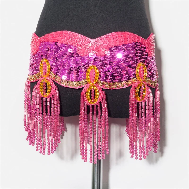 Fringe beaded belt sequin belly dance belts stage Women belly dancing belt belly dance costume belly dancing hip belt dancewear