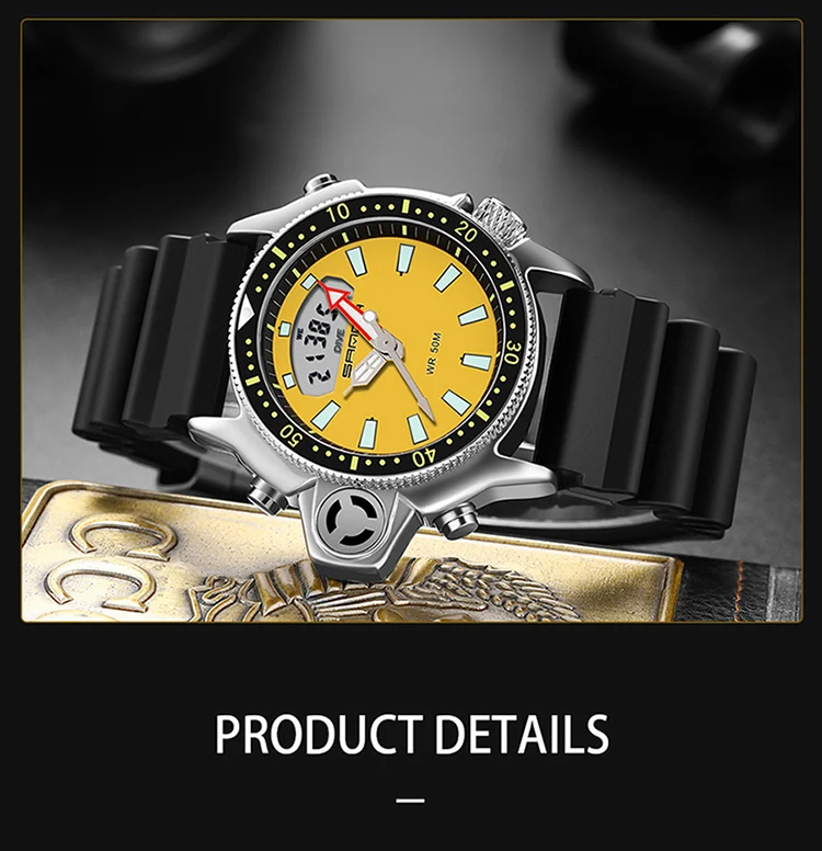 SANDA Mode Sport Männer LED Digital Uhren Dual Display Quarz Armbanduhr Im Freien Wasserdichte Militär Armbanduhren Herren Uhr – Detail 20