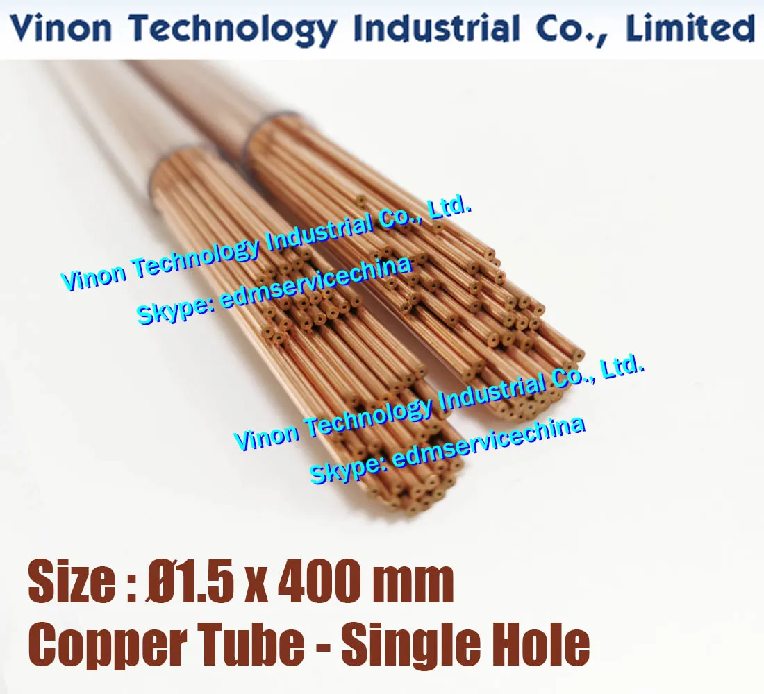 (50PCS/LOT) 1.5x400MM EDM Copper Tube Single Hole, Copper EDM Tubing Electrode Tube Single Channel, Diameter 1.5mm, 400mm Long