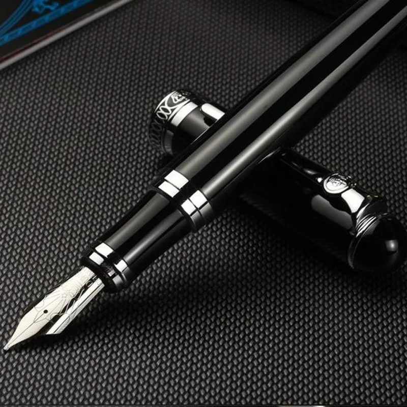 Luxury Brand Duke D2 Fountain Pen Silver Black Clip Calligraphy METAL Gift Bend Double Nib Ink Pen Office Supplies