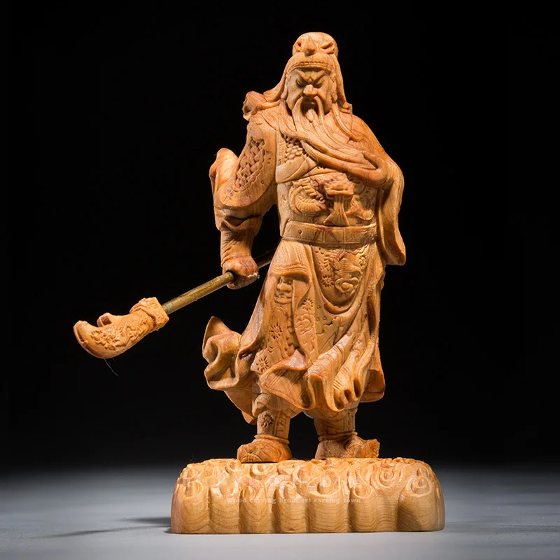 Chinese Guan Gong Wood Sculpture, Traditional Warriors Figure, Uniquely Crafted, Impeccable Artistry