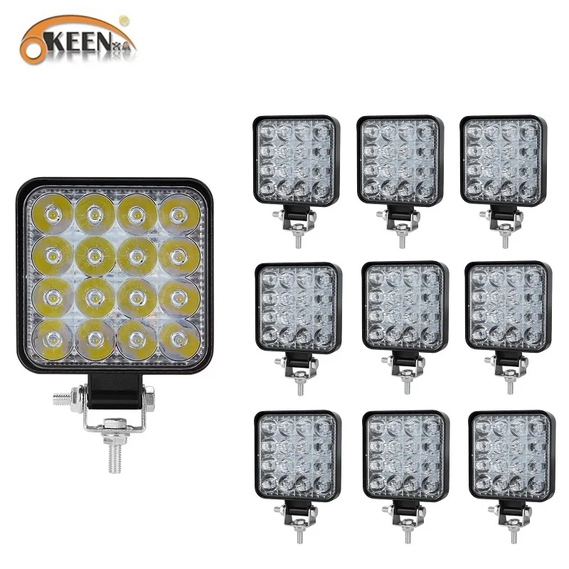 

OKEEN 10pcs LED Work Light Spot 48W LED Light Bar for Tractor Offroad 4WD Truck ATV UTV SUV Driving Lamp Daytime Running Lights