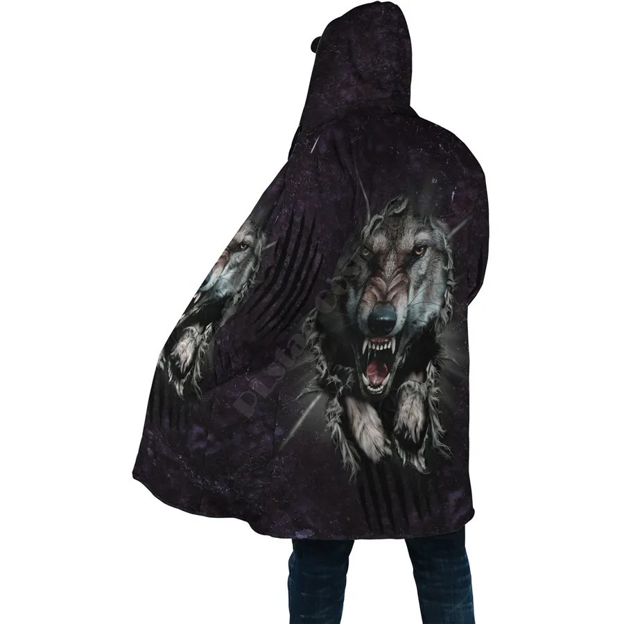 Australian Shepherd Dog 3D All Over Printed Hoodie Cloak for Men and Women Winter Fleece Wind Breaker Warm Hood Cloak