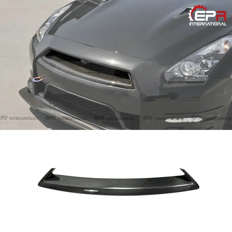 For Nissan R35 GTR 2012+ Carbon Fiber OE-style Front Grille Trim GT-R Glossy Bumper Grill Mesh Cover Tuning Part Body Kit