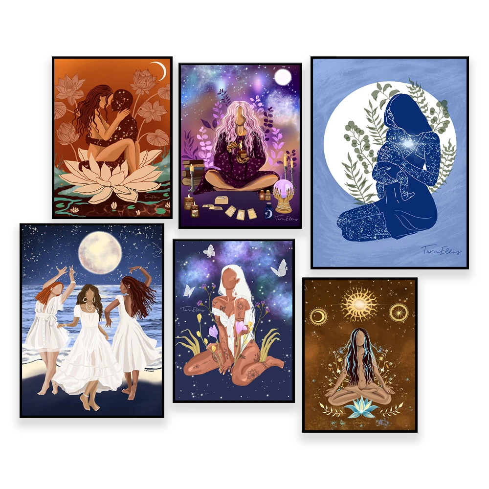MOON DANCE -THE DEPTHS - Soul mates -BIRTH - MOTHER LOVE -The Wishing Tree - fine art spiritual illustration print
