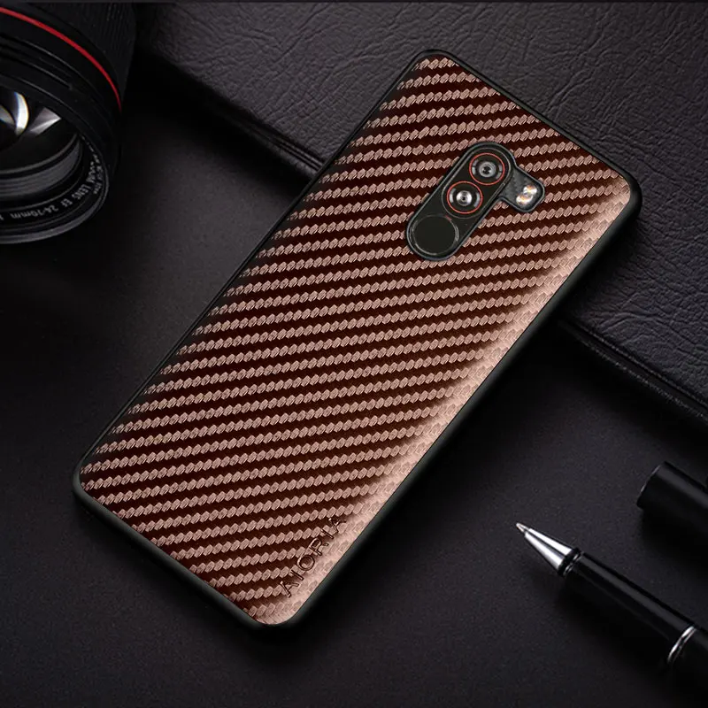 Carbon Fibre texture Phone Case for Xiaomi Pocophone F1 Fashion Design Soft Back Cover Coque for Xiaomi Pocophone F1 Case