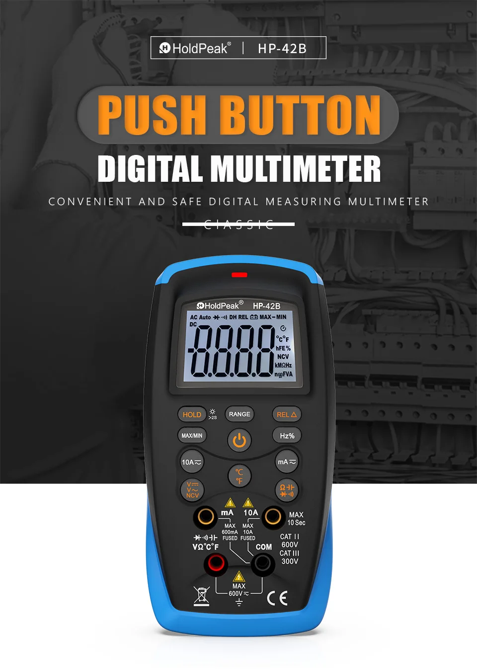 

Digital Multimeter TRMS 6000 Counts Voltmeter Ammeter Ohmmeter for AC DC Volt &Current, Ohm,Capacitance,Temp,Hz and Diode Tester