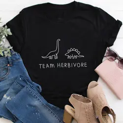 Team Herbivore 100%Cotton Women's Tshirt Unisex Funny Summer Casual O-Neck Short Sleeve Tops Vegan Tee Vegetarian Party Shirts