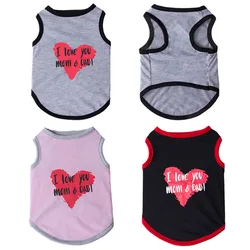 Summer I LOVE MY DADDY MOMMY Dog Vest Pet Dog Clothes For Small Dogs Pets Clothing Cheap Cat Clothing For Dogs Shirt Ropa Perro