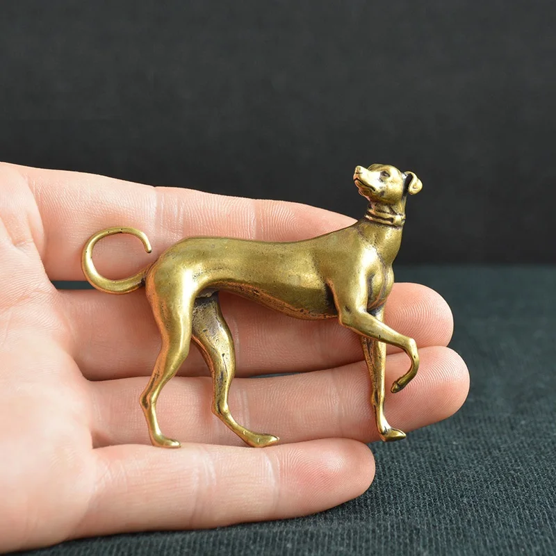 Solid Brass Loyal Dog Desk Ornaments Vintage Copper Animal Miniatures Figurines Decorations Gifts Home Decor Crafts Accessories