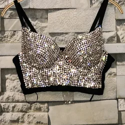 Sexy Corset Rhinestone Top Bustier Crop Top Rave Outfit Festival Clothing Female  Diamond Tops for Women Summer 2025