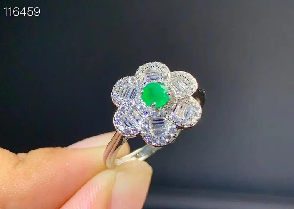 KJJEAXCMY fine jewelry 925 sterling silver inlaid natural emerald new ring trendy girl's ring support test hot selling