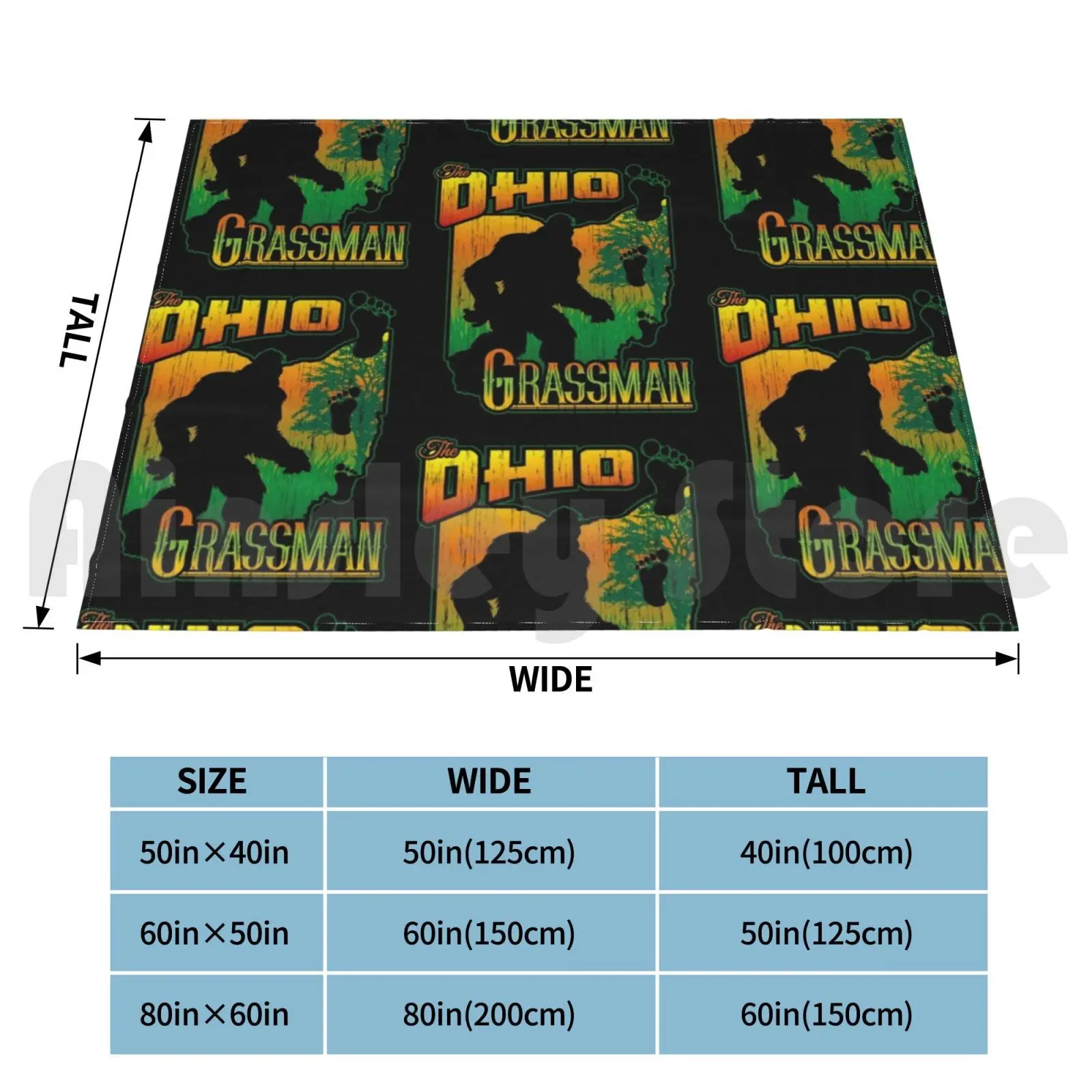 Blanket Ohio Grassman 2813 Bigfoot Sasquatch Grassman Yowie Sci Fi Monster Cryptid