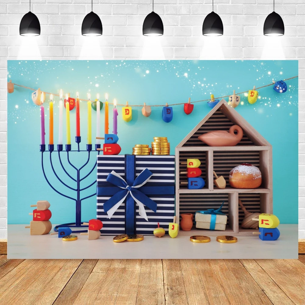 Jewish Rosh Hanukkah Backdrop Photocall Candlestick Bread Party Decor Photography Background Photo Studio Photographic Photozone