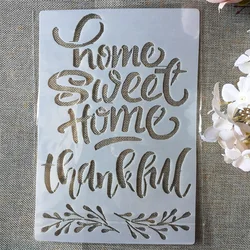 A4 Home Sweet Words DIY Layering Stencils Painting Scrapbook Coloring Embossing Album Decorative Paper Card Template
