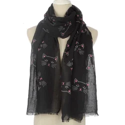 Foulard multifonction pour femme, imprimé chat, 180-70cm, châle d'hiver, garde au chaud, nouveauté