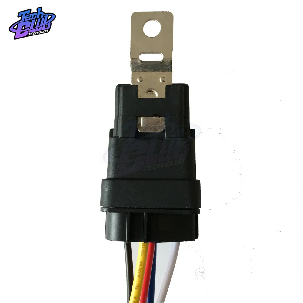 1 pz relè dell'automobile impermeabile integrato cablato DC12V 40A 5Pin 4pin relè automatico + supporto con cavi di lunghezza 105mm