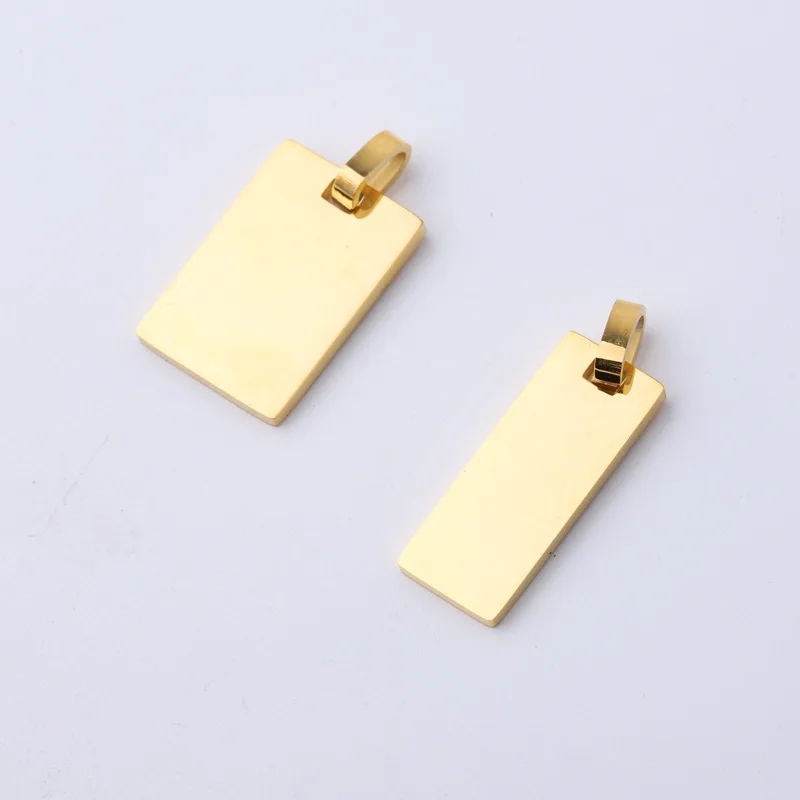 30pcs 10*25mm/15*22mm Mirror polished stainless steel rectangular pendant DIY accessories smooth can engraving square jewelry