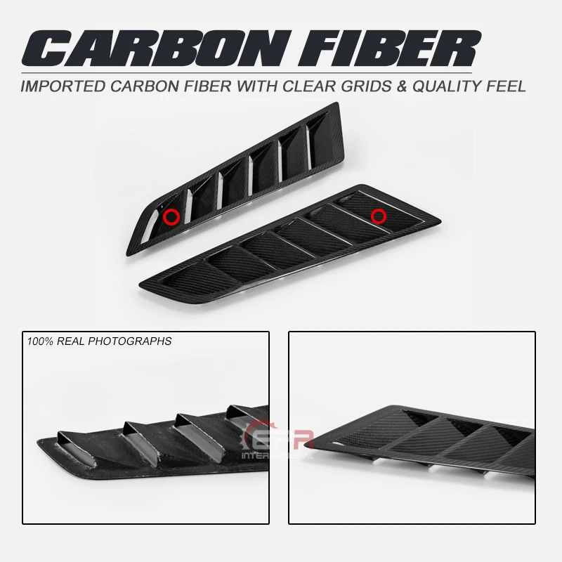 

Universal Fit GT Type Carbon Fiber Hood Vent (Approx 46x14cm) Glossy Finish Bonnet Cover Air Duct Drift Intake Kit