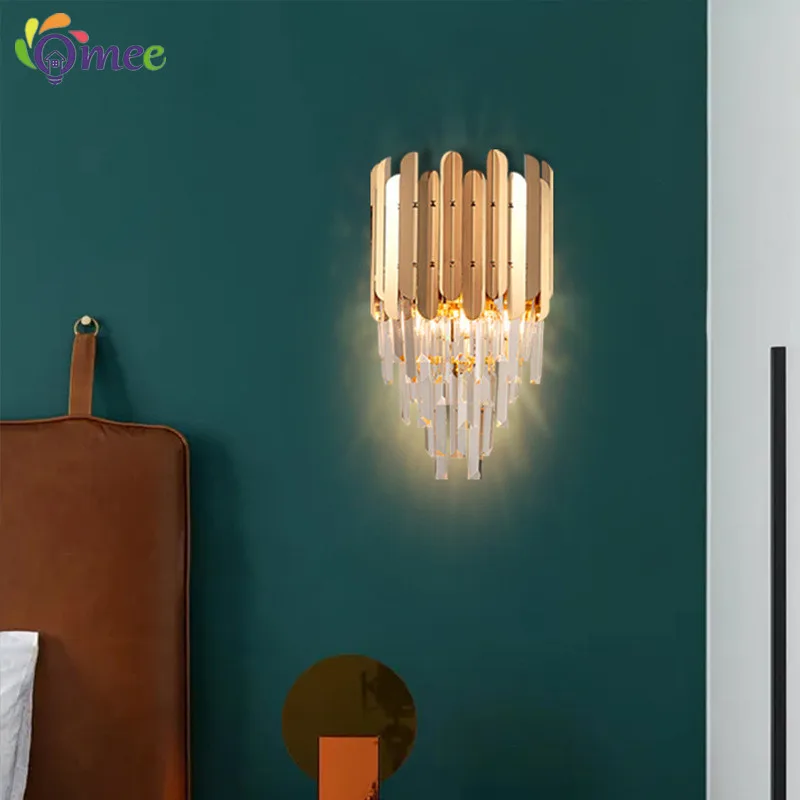 Kristall Goldene Indoor Dekorative Moderne LED Wand Lampen Für Schlafzimmer Nacht Wohnzimmer Studie Zimmer Korridor Gang Hause Lichter Beleuchtung