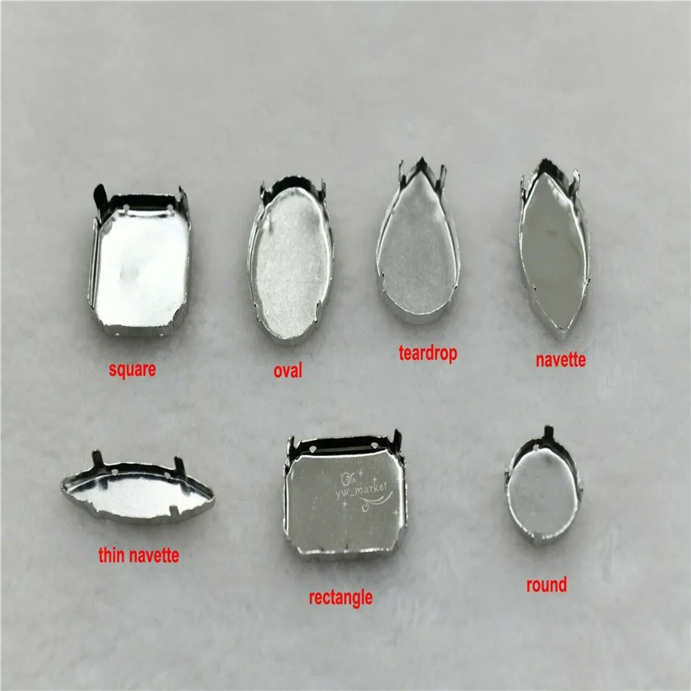 Strong  Empty  Rhinestone Claw Setting  for Jewellery Soldering Silver Teardrop oval navett round