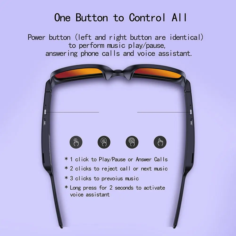 Bluetooth 5.0 Polarized Smart Glasses Sports Headphone Sunglasses Headset Earphone Speakers Semi-Open Driving Sun Glass