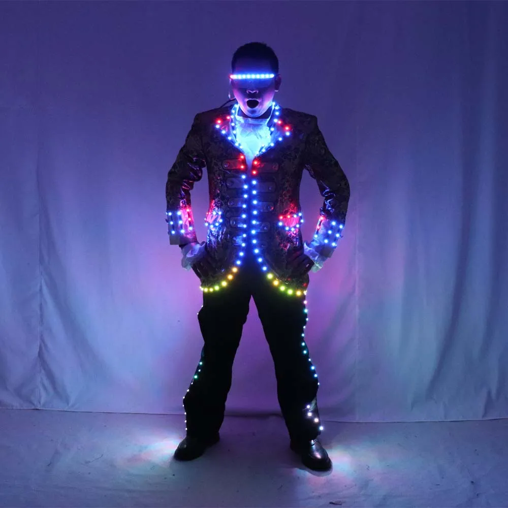 Digital Full Color LED Court Suit IC Remote Control LED Jacket for Bar Hosting, Wedding Men Dress Costume Tron suit