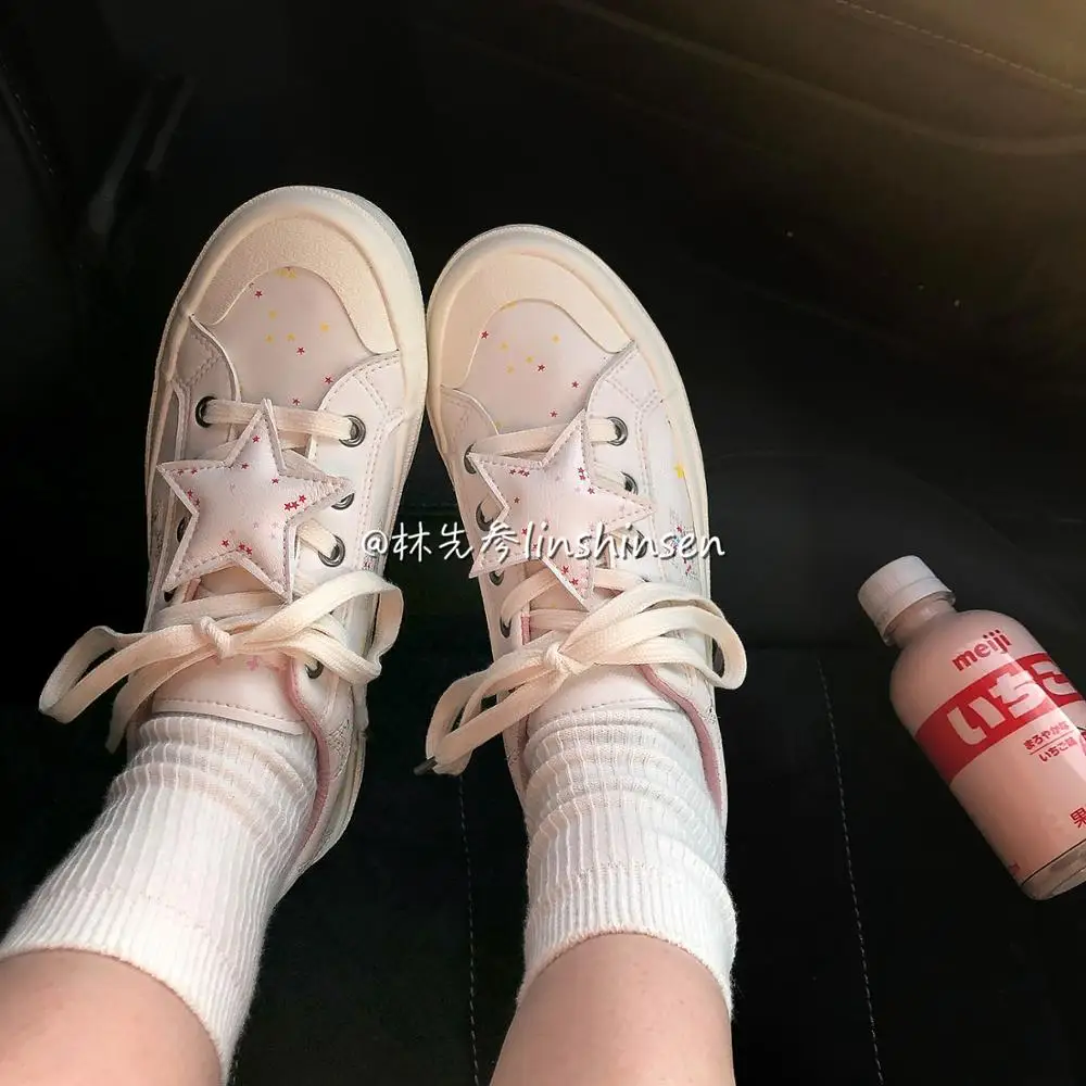 Lolita cute star sneakers female student college style casual new white shoes  comfortable women fashion shoes loli cosplay