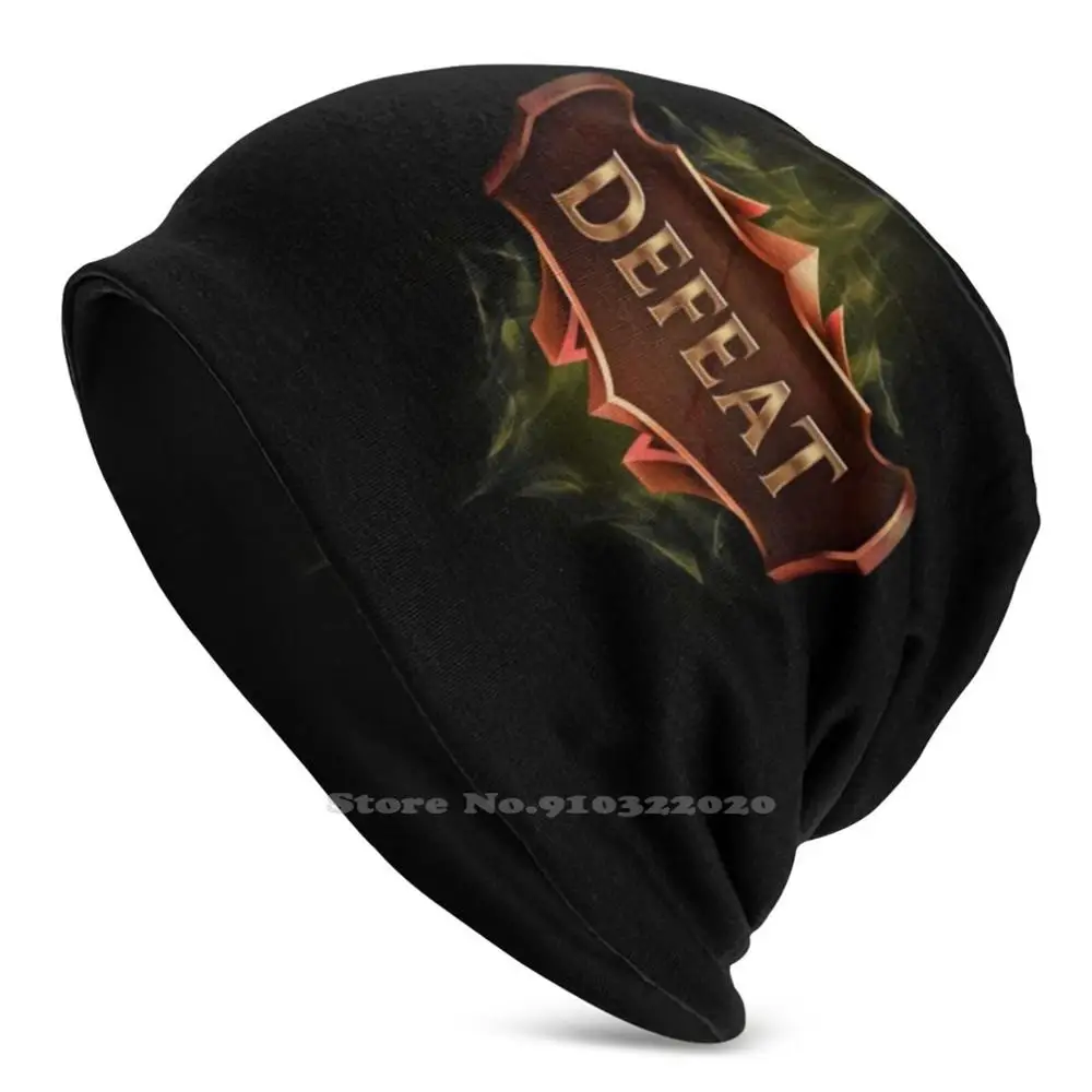 Defeat Logo Knitted Hat Warm Beanie Outdoor Caps League Of Legends Gamer Gaming Geek Nerd Carry Twitch Funny Call Duty Games