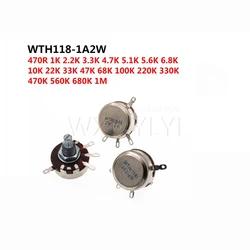 2PCS WTH118 1K 2.2K 4.7K 10K 22K 47K 100K 470K 1M 2W 1A Potentiometer New Authentic Variable Resistor VR Resistance 100K Ohm
